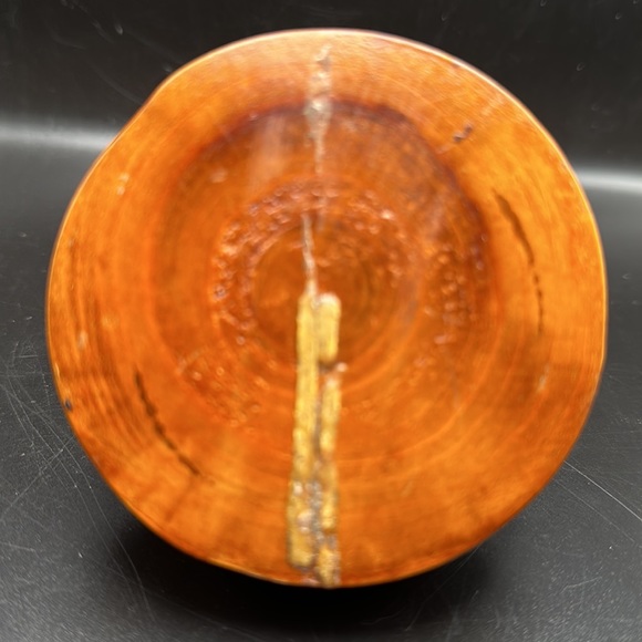 Hand Carved Wood Lidded Trinket Box 3” - Picture 2 of 6